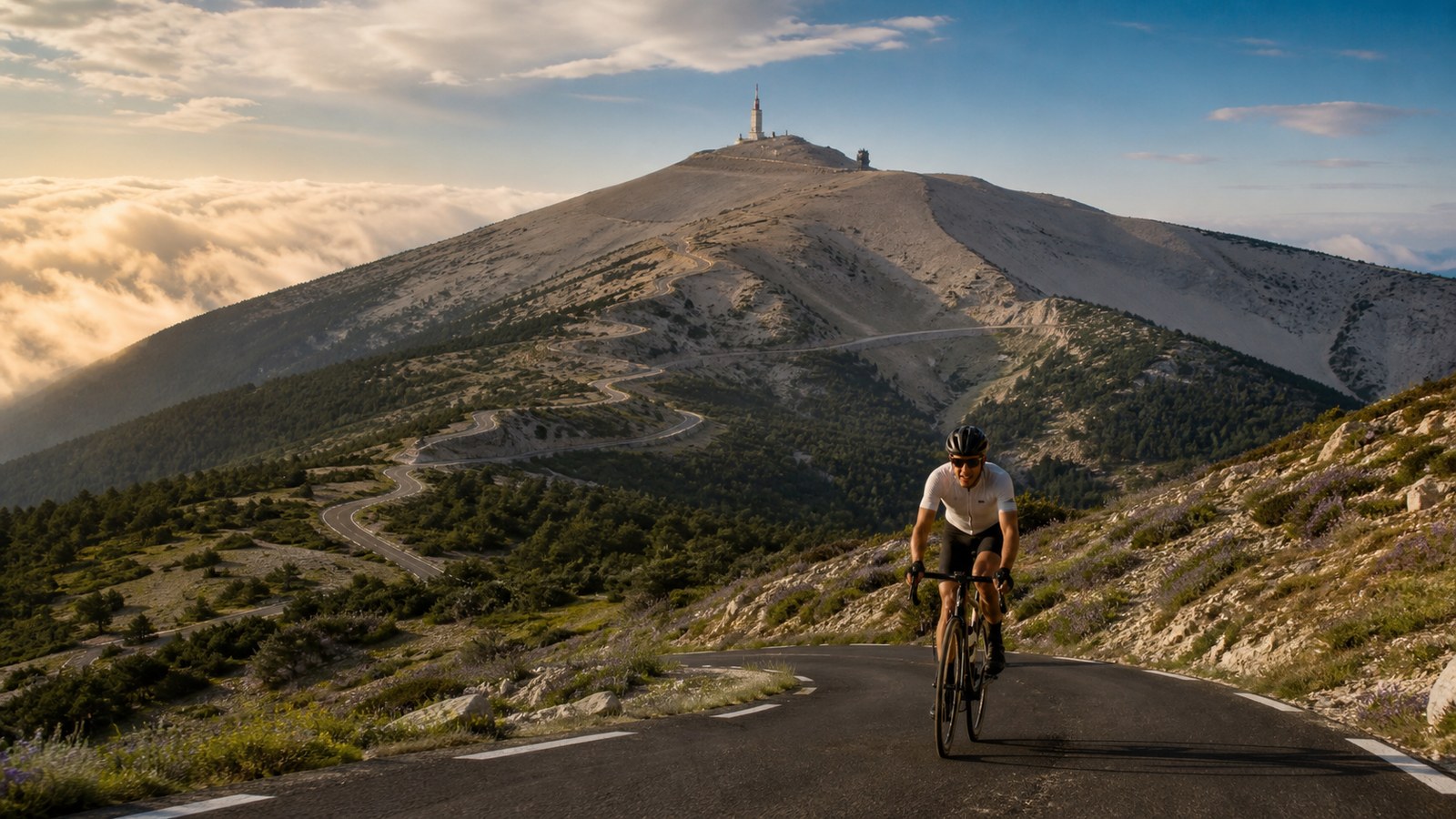 Cycliste pendant le défi des Cinglés du Ventoux